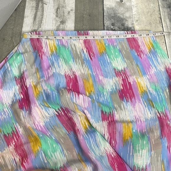 Nwt Caramela multicolored one shoulder blouse. Pink, blue, purple, yellow, grey - Picture 7 of 9